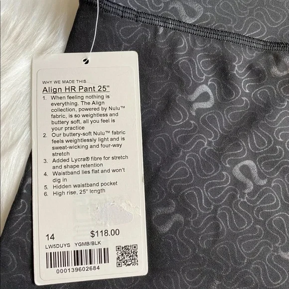 Lululemon Align High-Rise Pant 25" Yogo Emboss Black Size 14 YGMB NEW - Picture 2 of 4